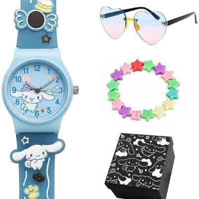 Kit Infantil para Menina Orizom Kids com Relógio Analógico Pulseira Silicone Óculos de Sol Coração