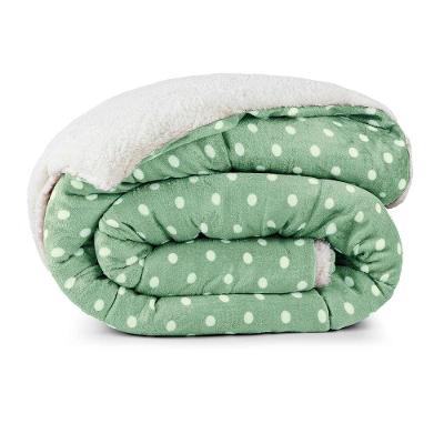 Coberdrom Casal Padrão Dupla Face Poa Retro 1 Peça Verde