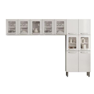 Cozinha Compacta Evidence 6 Portas em Aço 80cm Branco com Paneleiro