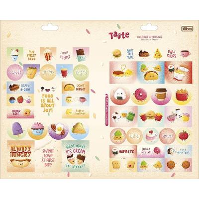 Cartela de Adesivos Decorados Tilibra Taste com Tamanhos Variados para Personalizar Cadernos