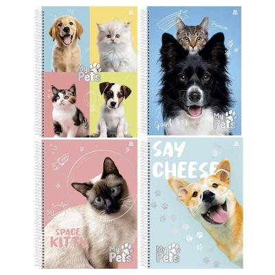 Caderno Espiral Capa Dura São Domingos My Pets - Animativa 80 Folhas Pautadas 1 Matéria 200X275MM