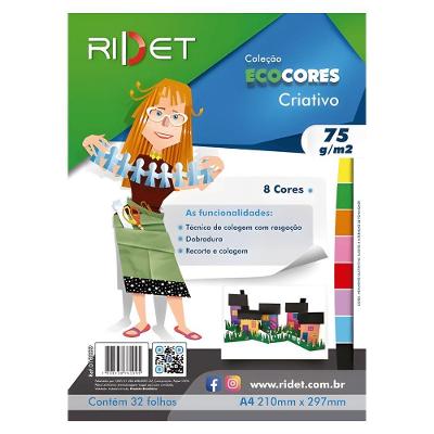 Bloco Criativo Eco Cores em Papel 75G Formato A4 com 32 Folhas para Atividades Artísticas