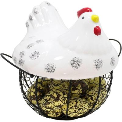 Cesto Galinha Porta Ovos Decorativo Modelo para 12 Ovos Amarelo