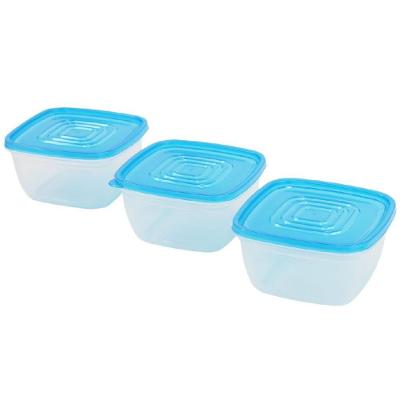 Conjunto com 3 Potes Plásticos Quadrados 1L com Tampa Livre de BPA Empilháveis para Cozinha