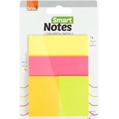 Bloco Adesivo BRW Smart Notes Colorful Neon com Folhas Coloridas Autoadesivas para Anotações Neon