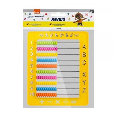 Ábaco Plástico Educativo 10 Hastes 100 Bolinhas para Matemática Amarelo BRW