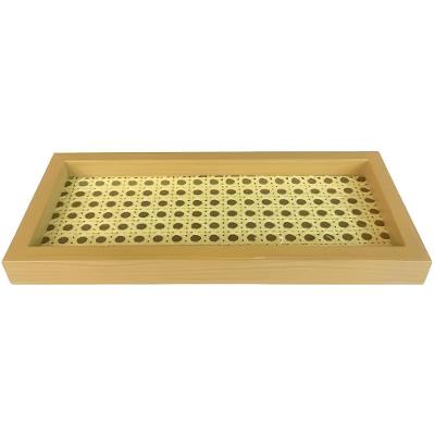 Bandeja Decorativa Decor DV80332 27,8x11,8x2,5CM com Detalhe Laçado Que Simula Bordado Delicado
