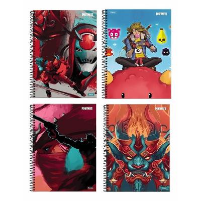 Caderno Espiral Capa Dura 10 Matérias Foroni Fortnite com 200 Folhas Pautadas Formato 200X275MM
