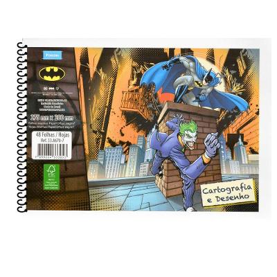 Caderno Espiral Cartografia e Desenho Foroni Batman Capa Flexível 48 Folhas sem Pauta Formato