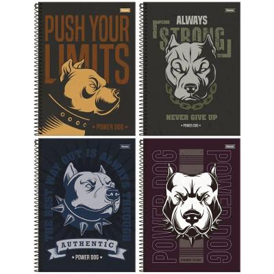Caderno Espiral Capa Dura Foroni Power Dog 160 Folhas Pautadas 10 Matérias Formato 200X275MM Branco