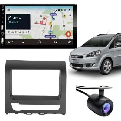 Central Multimídia Automotiva 2DIN Carplay Android Bluetooth com Câmera de Ré para Fiat Idea Preto