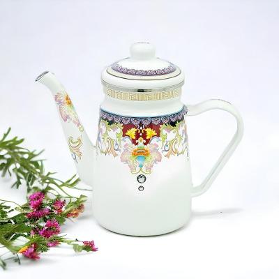 Bule Vintage 1,2 Litros em Ferro Esmaltado com Cabo em Porcelana Compatível com Fogão A5