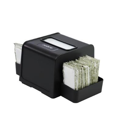 Dispenser para Guardanapo Interfolhado com Porta-sachê 2 em 1 em Plástico Preto Nobre