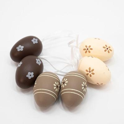 Ovo de Páscoa Decorativo Pendente com 12 Unidades Delicadas e Chamativas Florido Bege, Marrom