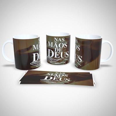 Caneca Porcelana Frases Religiosas Estampa 15 325ML Branco Outras Marcas