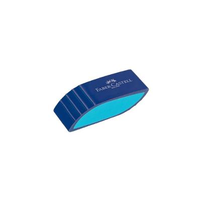 Borracha Faber-Castell Colorida Bicolor Azul Escuro com Formato Ergonômico e Maior Conforto