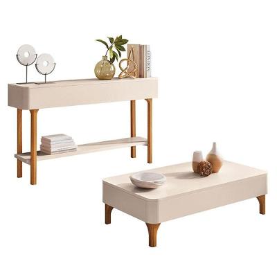 Mesa De Centro Liz E Aparador Fiero Off White - Hb Móveis
