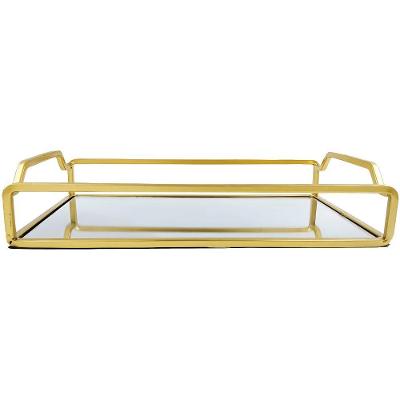Bandeja Decorativa DV80429 para Servir e Decorar com Alças Elevadas Dourado