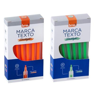 Marca-texto Fluorescente BRW Fluorescente Transparente Traço 1-4MM Kit 4 Caixas 12 Unidades Cada