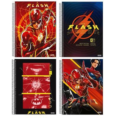 Caderno Espiral Capa Dura São Domingos The Flash 1 Matéria 80 Folhas Pautadas 200X275MM Vermelho