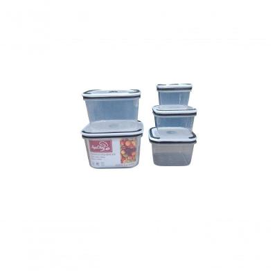 Conjunto 5 Potes Herméticos Quadrado Plástico Empilhável para Cozinha Transparente Top Rio Comercial