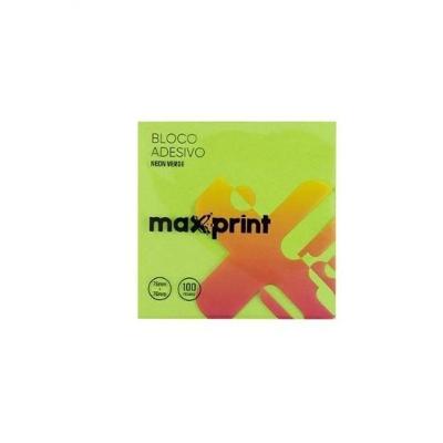 Bloco Adesivo Maxprint Médio Verde Neon Autoadesivo 76mm X 76mm 100 Folhas Verde