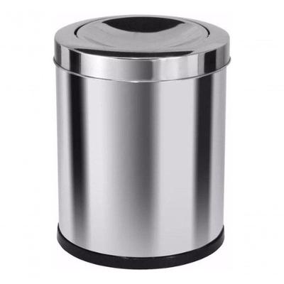 Cesto de Lixo Home 13L em Aço Inox com Tampa Vai e Vem Telada Inox