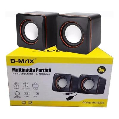 Caixa de Som Portátil BM-S205 Estéreo 2 Canais com Conectividade P2 3,5MM e USB