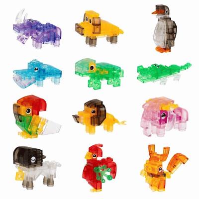 Blocos de Montar Inblox Animal Cristal com Animais Colecionáveis e Super Elefante Transparente Ark