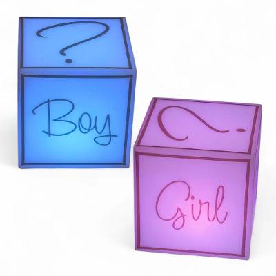 Cubo Iluminado para Decoração Boy Or Girl? para Chá Revelação com Fio Bivolt Branco Decorfun