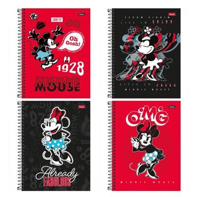 Caderno Colegial Espiral Capa Dura Foroni Minnie Vintage 160 Folhas 10 Matérias Formato 177X240MM