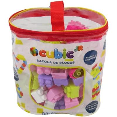Blocos de Montar Cubic Jr BR2274 com 80 Peças Pequenas Educativas para Coordenação Motora Multikids