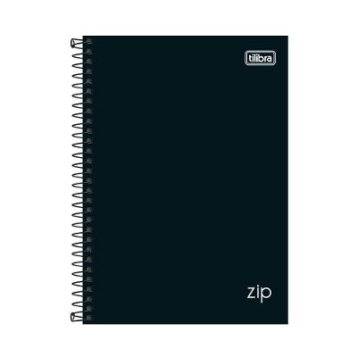 Caderno Espiral Capa Dura 1-4 Tilibra Zip Preto com 80 Folhas Pautadas Formato 140x200MM