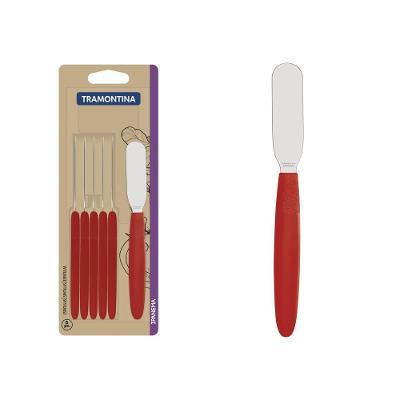 Conjunto de Espátulas para Manteiga Ipanema em Aço Inox com Cabo em Polipropileno Vermelho