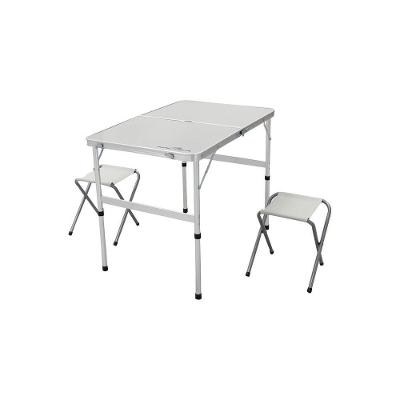 Conjunto de Mesa e Banquetas Dobrável Domo para Camping em Alumínio com Tampa em MDF Aluminizado