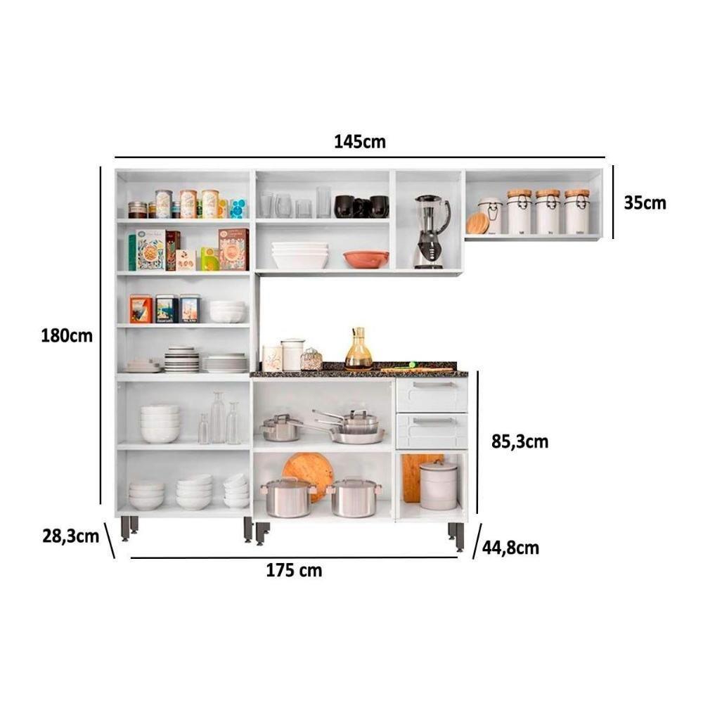 Cozinha Completa Múltipla 4 Peças (2 Armários + 1 Balcão + 1 Paneleiro) C4P75 Branco - Bertolini - 2