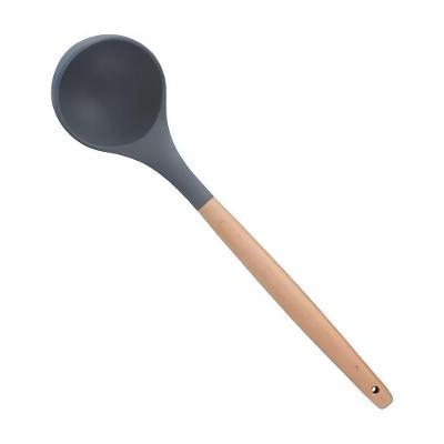 Concha de Silicone com Cabo de Madeira Funda Caldos Molhos 31cm Tpc para Caldos