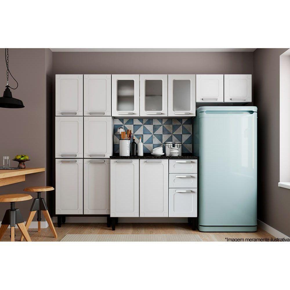 Cozinha Completa Múltipla 4 Peças (2 Armários + 1 Balcão + 1 Paneleiro) C4P73 Branco - Bertolini - 1