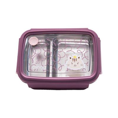 Lancheira Infantil Bento Box Térmica Inox Milky com Divisórias com Compartimento para Água Quente