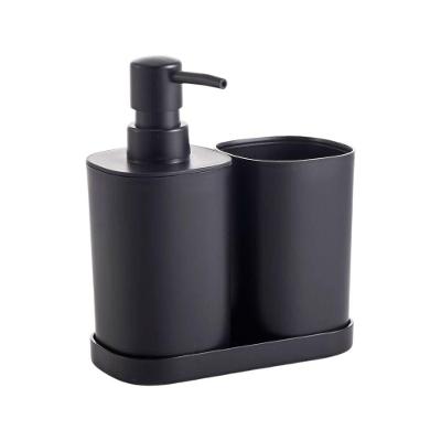 Conjunto para Banheiro Quadrado com 3 Peças com Dispenser 350ML, porta-objetos e Bandeja Preto