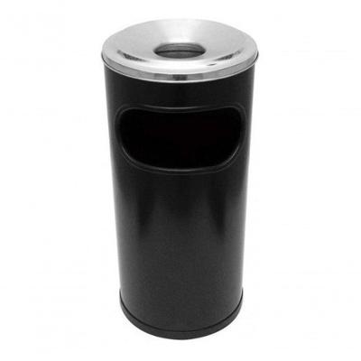 Cinzeiro Lixeira em Pintura Epóxi com Aro em Aluminio 22L Aço Carbono 51.8x24cm Preto com Cinzeiro
