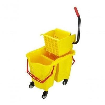 Carrinho Balde Espremedor Mop para 2 Águas com Dreno e Rodas Giratórias Amarelo Premium Colchões