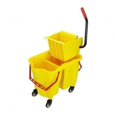 Carrinho Balde Espremedor Mop para Duas Águas com Dreno e Rodas Giratórias Amarelo Premium Colchões