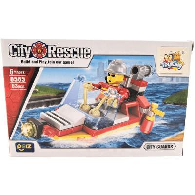 Blocos de Montar City Rescue Bombeiros com 63 Peças Que Estimulam Coordenação e Imaginação Toy King