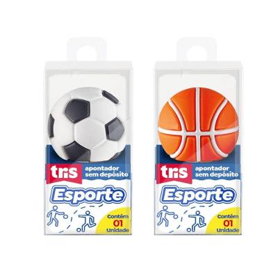 Apontador Tris Holic Esporte com Design em Formato de Bolas 1 Furo Resistente e Durável