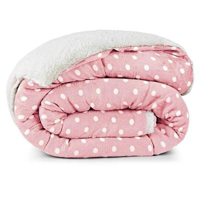 Coberdrom Casal Padrão Dupla Face Poa Retro 1 Peça Rosa