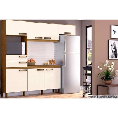 Cozinha Completa Star 4 Peças (2 Armários + 1 Balcão + 1 Paneleiro) CPT95 Nature/Off White - Henn