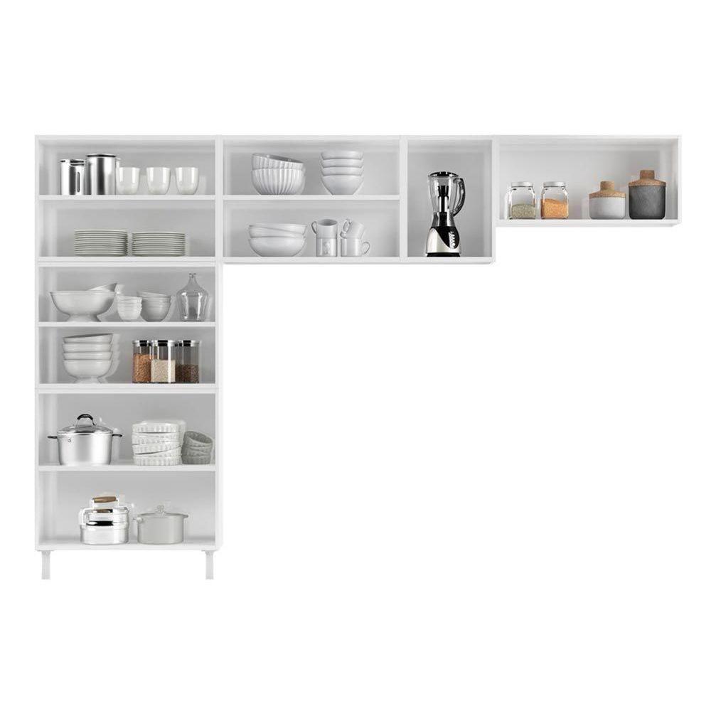 Cozinha Modulada Completa Mirage New 3 Peças (2 Armários + 1 Paneleiro) CPT114 Branco - Telasul - 8