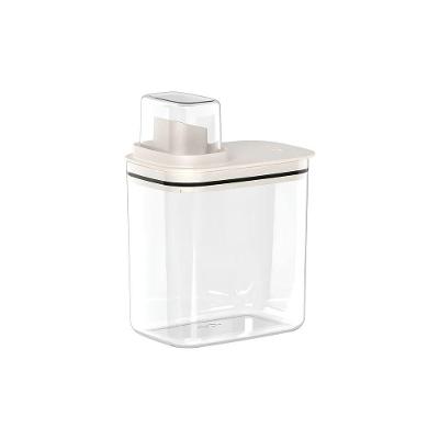 Dispenser de Sabão Flow com Tampa Medidora em PS Organizador Multiuso para Lavanderia Bege