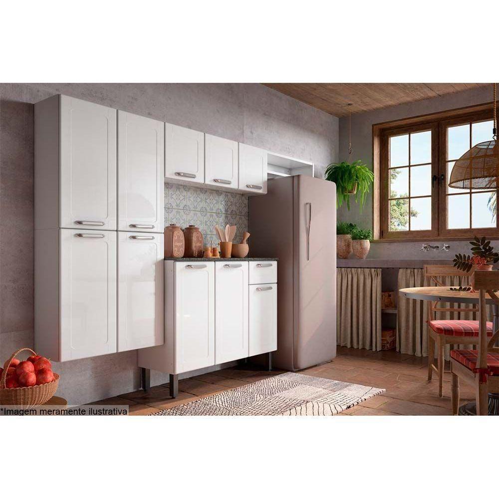 Cozinha Modulada Completa Dona Maria 4 Peças (1 Armário + 1 Balcão + 1 Paneleiro + 1 Complemento) C4P90 Branco - Bertolini - 1